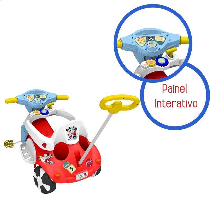 Triciclo Happy Infantil Mickey 3 em 1 até 30 Kgs Vermelho e Azul